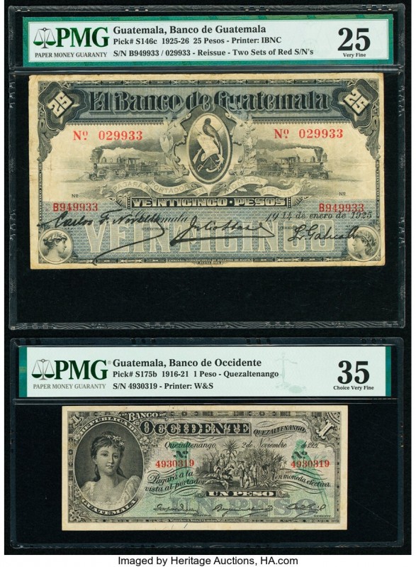 Guatemala Banco de Occidente 1 Peso 1921 Pick S175b PMG Choice Very Fine 35; Ban...