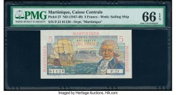 Martinique Caisse Centrale de la France d'Outre-Mer 5 Francs ND (1947-49) Pick 27 PMG Gem Uncirculated 66 EPQ. 

HID09801242017

© 2020 Heritage Aucti...