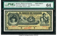 Mexico Banco de Sonora 5 Pesos ND (1897-1911) Pick S419s M507s Specimen PMG Choice Uncirculated 64. Two POCs.

HID09801242017

© 2020 Heritage Auction...