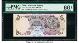 Qatar Qatar Monetary Agency 5 Riyals ND (1973) Pick 2a PMG Gem Uncirculated 66 EPQ. 

HID09801242017

© 2020 Heritage Auctions | All Rights Reserved