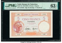 Tahiti Banque de l'Indochine 5 Francs ND (1927) Pick 11c PMG Choice Uncirculated 63 EPQ. 

HID09801242017

© 2020 Heritage Auctions | All Rights Reser...
