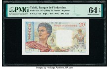 Tahiti Banque de l'Indochine 20 Francs ND (1951) Pick 21a PMG Choice Uncirculated 64 EPQ. 

HID09801242017

© 2020 Heritage Auctions | All Rights Rese...