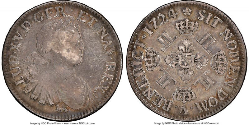 Louis XV Ecu 1724-A Fine Details (Obverse Scratched) NGC, Paris mint, KM472.1, D...