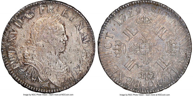 Louis XV Ecu 1725-I AU58 NGC, Limoges mint, KM472.10, Dav-1329, Gad-320 (R). Num...