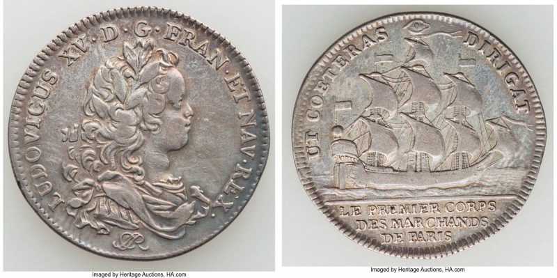Louis XV silver Jeton ND VF, cf. Feuardent-4806 (for reverse), Obverse with baby...