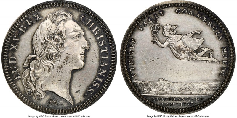 Louis XV silver Restrike Franco-American Jeton 1752-Dated MS63 NGC, cf. Br-512 (...