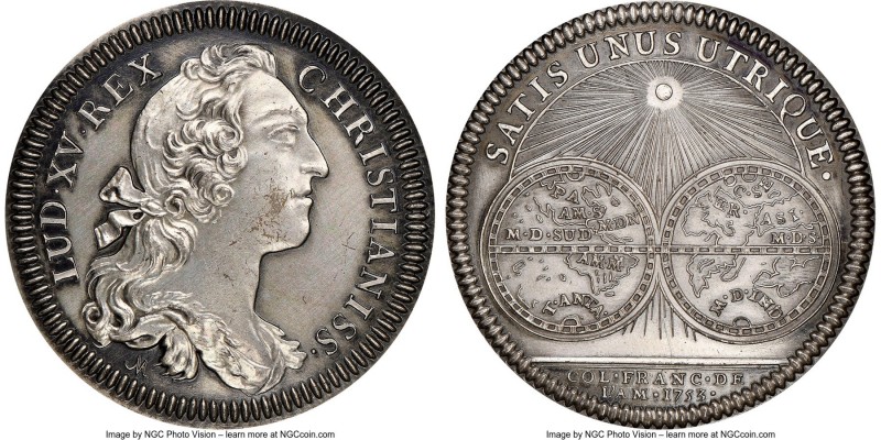 Louis XV silver Restrike Franco-American Jeton 1753-Dated MS63 NGC, cf. Br-513 (...