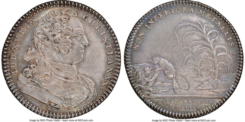 Louis XV silver Franco-American Jeton 1754-Dated XF45 NGC, Br-514, Lec-129. Reed...
