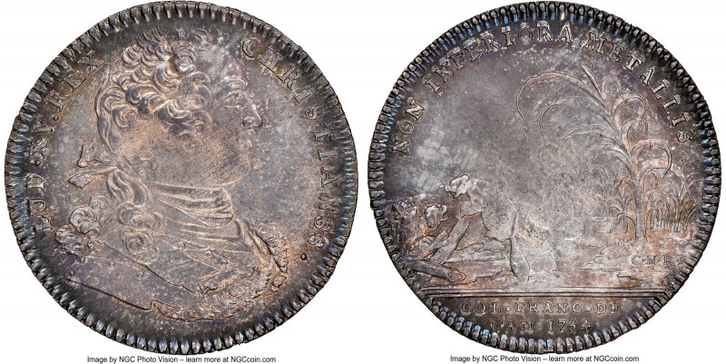 Louis XV silver Franco-American Jeton 1754-Dated MS64 NGC, Br-514, Lec-131. Reed...