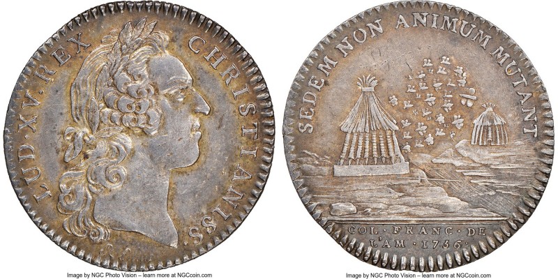 Louis XV silver Franco-American Jeton 1756-Dated AU58 NGC Br-517, Lec-161. Reede...