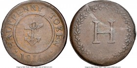 Nova Scotia. Halifax "Anchor & H" copper 1/2 Penny Token 1816 XF45 Brown NGC, Br-Unl, NS-30 (Extremely Rare). Plain edge. Medal alignment. An uneven r...