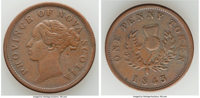 Nova Scotia. Victoria "Thistle" Penny Token 1843/0 VF, Br-873, NS-2D3, Courteau-...