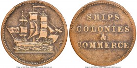 Prince Edward Island Overstruck "Ships Colonies & Commerce" 1/2 Penny Token ND (1835) VF30 Brown NGC, Br-997, PE-10-10B. Plain edge. Medal alignment. ...