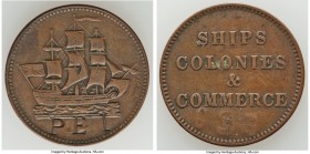 Prince Edward Island Counterstamped "Ships Colonies & Commerce" 1/2 Penny Token ND (1835) VF, Br-997, PE-10-27. 26mm. 4.91gm. Plain edge. Medal alignm...