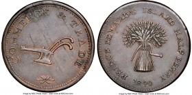 Prince Edward Island copper "Sheaf of Wheat/Plough" 1/2 Penny Token 1840 AU58 Brown NGC, Br-916, PE-4. Plain edge. Coin alignment. A amazing example o...