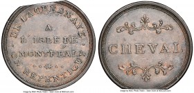 Lower Canada copper Clipped "Bout De L'Isle-Cheval" 1/2 Penny Token ND (1808) AU55 Brown NGC, Br-536, BT-7. Plain edge. Coin alignment. Clipped, as us...