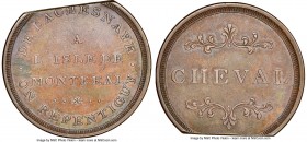 Lower Canada. "Bout De L'Isle-Cheval" Clipped copper ½ Penny Token ND (1808) XF45 Brown NGC, BR-536, BT-7. Plain edge. Coin alignment. Clipped, as usu...
