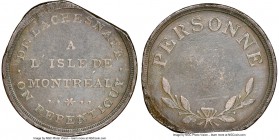 Lower Canada. "Bout De L'Isle-Personne" Clipped copper ½ Penny Token ND (1808) VF Details (Damaged) NGC, BR-537, BT-8. Plain edge. Coin alignment. Cli...