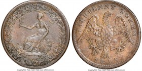 Lower Canada "Spread Eagle/Britannia" 1/2 Penny Token 1815 AU55 Brown NGC, Br-994, LC-54D1. Engrailed edge. Coin alignment. Counter clockwise wreath v...
