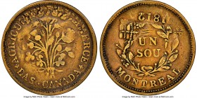 Lower Canada. Bank of Montreal brass Overstruck "Bouquet" Sou Token ND (1835) VF30 NGC, Br-674, LC-40A10. Struck over an imitation Tiffin Token 1812 (...