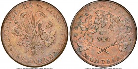 Lower Canada. Banque Du Peuple "Boquet Sou" Token ND (1837) MS64 Brown NGC, Br-716, LC-4A2. Reeded edge, Coin alignment. The "B" in Bas is made from a...