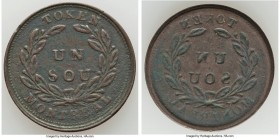 Lower Canada Mint Error - Reverse Brockage "Bouquet" Sou Reverse 1/2 Penny Token VF (Corrosion), 27mm. 7.05gm. Variety with 18 leaves. Very scarce. So...