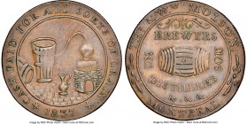 Lower Canada. THS & Wm Molson Montreal Brewers copper Sou Token 1837 AU58 Brown NGC, Br-520, LC-16A3. Reeded edge. Medal alignment. Thin flan. Slightl...