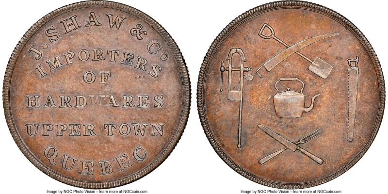Lower Canada. J. Shaw & Co. Token ND (1837) MS62 Brown NGC, Br-565, LC-19A2. Ree...