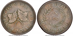 Lower Canada. J. Roy Montreal Thick Flan Un Sou ND (1837) VF35 Brown NGC, Br-671, LC-20A2. Plain edge. Medal alignment. Moderate contact marks, with w...