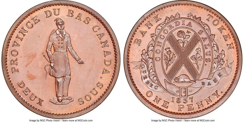 Lower Canada. Quebec Bank "Habitant" Proof Penny 1837 PR66 Bronzed NGC, Br-521, ...