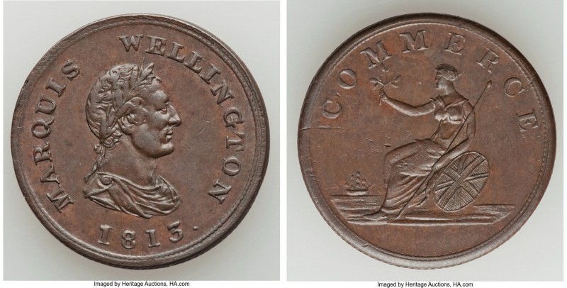 Lower Canada "Marquis Wellington" 1/2 Penny Token 1813, Br-978, WE-7 var, WEL-56...