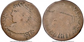 Lower Canada copper "Vexator" 1/2 Penny Token 1811 F12 Brown NGC, Br-558, VC-2A1, 6.32gm. Plain edge. Medal alignment. The bust is nice for the issue,...