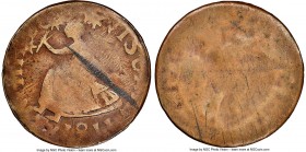 Lower Canada copper Mint Error - Struck on Reverse Half of Split Planchet Uniface "Vexator" 1/2 Penny Token 1811 XF45 Brown NGC, Br-559, VC-3A1. Plain...