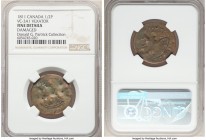 Lower Canada copper "Vexator" 1/2 Penny Token 1811 Fine Details (Damaged) NGC, Br-559 (R3), VC-3A1. Plain edge. Reverse aligned approximately 90 degre...