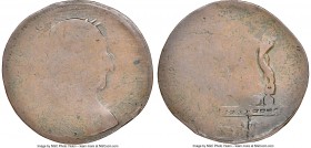 Blacksmith copper "Imitation Tiffin" Token 1820 Certified as GENUINE by NGC, Br-1008, BL-32A1, Wo-19. Struck over an 1825 Farthing. Crudely struck, wi...