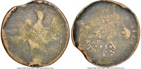 Blacksmith copper "Eagle/Peck"1/2 Penny Token ND Genuine NGC, BL-45, Wood-28. Plain edge. Coin alignment. The thinnest flan seen by Warren Baker. Crud...