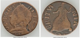 Blacksmith-Style copper 1/2 Penny Token 1777 Uncertified, BL Unl, Wood-Unl. 28mm, 6.8gm. Fine-VF. Plain edge. Plain edge. Thin flan. Large, crude bust...