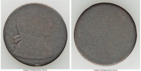 Blacksmith-Style copper 1/2 Penny Token ND Uncertified, Bl-Unl, Wood-Unl. 27.5mm, 5.0gm. Very Good condition. Plain edge. Very thin flan. Large head r...