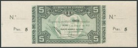 5 Pesetas. 1 de Enero de 1937. Sucursal de Bilbao, antefirma Caja de Ahorros Vizcaína. Sin serie y sin numeración, con ambas matrices. (Edifil 2017: 3...