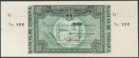 100 Pesetas. 1 de Enero de 1937. Sucursal de Bilbao, antefirma Banco de Vizcaya. Sin serie y sin numeración, con ambas matrices. (Edifil 2017: 390b). ...