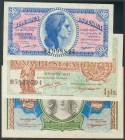 50 Céntimos, 1 Peseta y 2 Pesetas. 1937. Series A, B y B, respectivamente. (Edifil 2017: 391/93). Apresto original. SC.