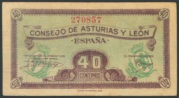 40 Céntimos. 1937. Asturias y León. Sin serie. (Edifil 2017: 395). MBC+.