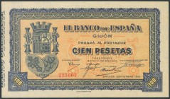 100 Pesetas. 1937. Asturias y León. Sin serie. (Edifil 2017: 399). SC-.