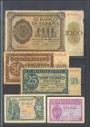 Conjunto de 38 billetes del Banco de España en diversas calidades y diferentes emisiones, algunos verdaderamente raros e interesantes. A EXAMINAR.