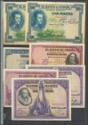 Precioso conjunto de 133 billetes del Banco de España, muy variado y con la mayoría de las emisiones del siglo XX representadas, especialmente el Esta...