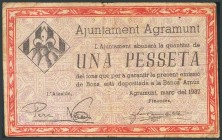 AGRAMUNT (LERIDA). 1 Peseta. Marzo 1937. (González: 6013). MBC-.