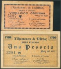 ARBOC (TARRAGONA). 25 Céntimos y 1 Peseta. Mayo 1937. (González: 6314, 6315). MBC.