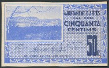 ARTES (BARCELONA). 50 Céntimos. Sin numeración. (1937ca). (González: 6418). SC-.