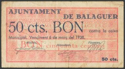 BALAGUER (LERIDA). 50 Céntimos. 6 de Marzo de 1937. (González: 6484). MBC.