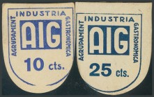 BARCELONA. 10 Céntimos y 25 Céntimos. (1938ca). (González: 6534, 6535). Escasos. EBC.